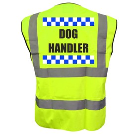 Sillitoe Dog Handler, Dog Walking Yellow Hi Vis Viz Safety Vest Waistcoat For Humans Reflective High Visibility, Dog Walker, EN471 BS, Large