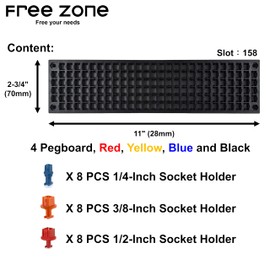 FREE ZONE - 4 PCS Bit Organizer Set – 158-Hole Bit Storage – 1/4" Hex Bits & Drive Bits Adapter Storage – Toolbox Storage (Tools Not Included)