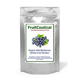 FruitCeuticals Organic Blueberry Powder Made with 100% Whole Fruit Wild Blueberries - 8oz Pouch (90 Day Supply)