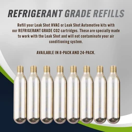 Leak Saver - Leak Shot Refrigerant Grade CO2 Refill Cartridges (24 Pack) - Refill for The Leak Shot HVAC Kit (Sold Separately) - for A/C & Refrigeration Systems - USA Made