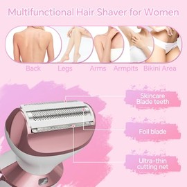 Maquinilla de afeitar eléctrica para mujer, recortadora de bikini 4 en 1 y afeitadora corporal para cara, piernas, axilas, vello púbico, depilación re
