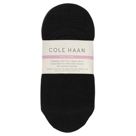 Cole Haan No Show Liner Socks with Heel Grip - 10 Pairs - Size 4 to 10 (Black)