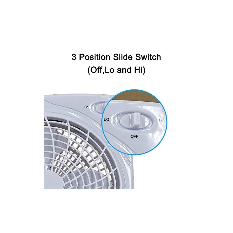 Optimus F-1022 10-Inch 2 Speed Box Fan, White