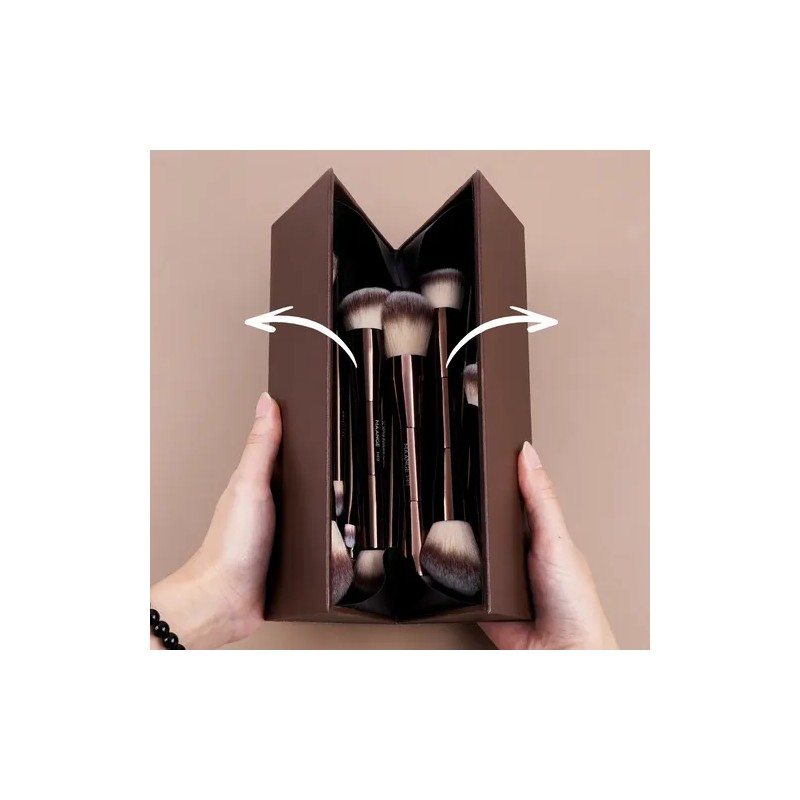 20 Brochas Maquillaje Profesional Con Estuche Alta Calidad Color Marrón