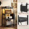 MAHANCRIS Game Console Shelf, Gaming Console Stand with Outlet &