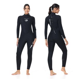 Owntop Mens Womens Wetsuit 1.5mm - Full Length Diving Suits, Back Zip Neoprene Wet Suits, Thermal Stretch Pro Dive Skin for Surfing Snorkeling, Women Black S