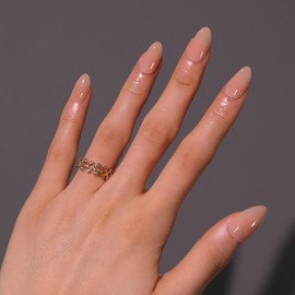 KaleidNail 30Pcs False Nails Short Almond, French Tips Press on Nails Nude Apricot Pink Fake Nails with Glue Stickers, Reusable Ballerina Acrylic Full Cover Stick on Nail for Women Girls Nail Art