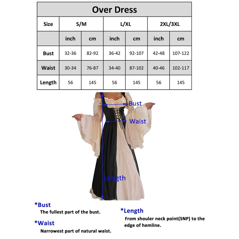 Abaowedding Abaowedding Womens's Medieval Renaissance Costume Cosplay Chemise and Over