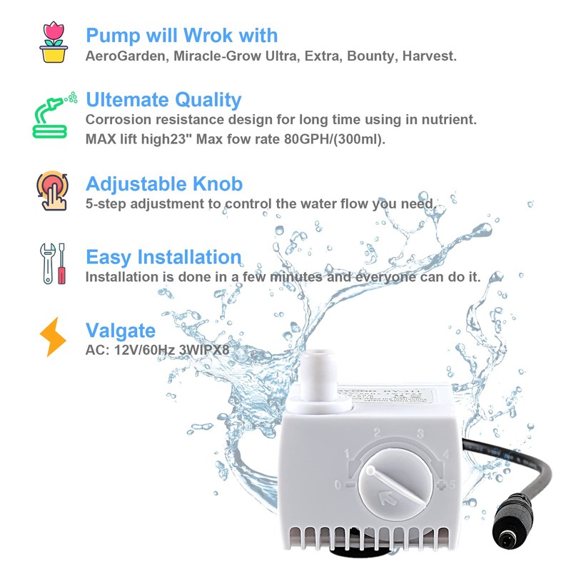 200623 Aero-Garden Pump with 20 Filters, Ultra Quiet Pump Fit