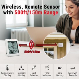 ThermoPro TP60 Digital Hygrometer Outdoor Thermometer Wireless Temperature and Humidity Gauge Monitor Room Thermometer with 500ft/150m Range Humidity Meter Temperature Indicators