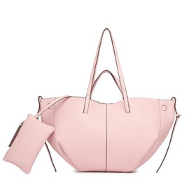 Work Bag Faux Leather Tote Bag for Women Trendy Handbag Purse Fall Shoulder Bag with Magnetic Closure - Colour: Pink