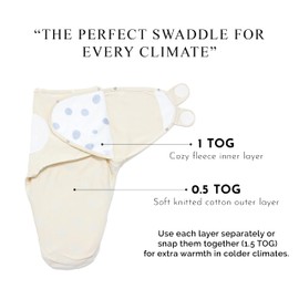Ouch Baby 2-in-1 Adjustable Swaddle Wrap, Easy Newborn Velcro Swaddle for Boys & Girls, Improves Sleep & Calms Startle Response, 100% Micro Polyester Fleece + 100% Knitted Cotton, 0-3 Months
