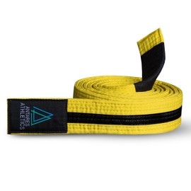 Antares Athletics Brazilian Jiu Jitsu Belts Preshurunk Martial Arts Youth BJJ Belts for Girls & Boys with BJJ Ranking Stripes (Yellow Black, K3)