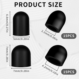 Stylus Tip Replacement 30 Pcs, 0.2'' & 0.28'' High Sensitivity Precision Silicone Nibs, Soft Scratch-Free Rubber Replacement Tips for Universal Capacitive Stylus Pens, 15 Pcs Each Size Black Kits