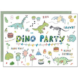 the lazy panda card company 15 Eco-Friendly 'Dino Party' Dinosaur Birthday Invitations for Children or Dinosaur Enthusiasts (With Envelopes)