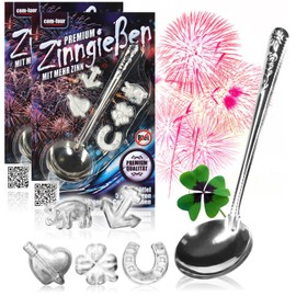 com-four® Pewter Casting with Half Figures and Spoons, New Year's Eve Pouring The Party Game The Healthy Alternative, Not Just for New Year's Eve