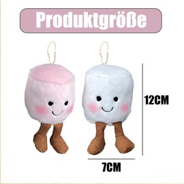 CPRNQY Marshmallow Pendant Set of 2, Soft Fluffy Key Ring in White and Pink, Cute Decoration for Bag and Backpack, Ideal as a Small Gift for Friends or Family