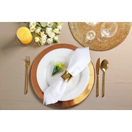 Palisa Cloth Dinner Napkins with Hemstitched Detailing & Mitered Corners 20x20 Inches - Washable Polyester Table Napkins for Weddings & Everyday Use - Set of 12, White