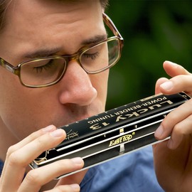 East top Harmonica Blues Harmonica 13 Hole CABLE Jazz Expert Adult Kids Studying Practice Brass Cover Canvas Case Lucky13 (Richter-C)