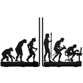 HeavenlyKraft Human Evolution Decorative Metal Bookends for Heavy Books and Library