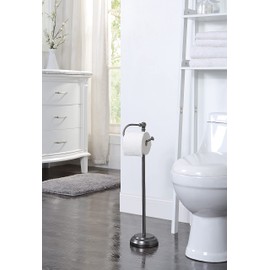 SunnyPoint Classic Bathroom Free Standing Toilet Tissue Paper Roll Holder Stand (Black Nickel)