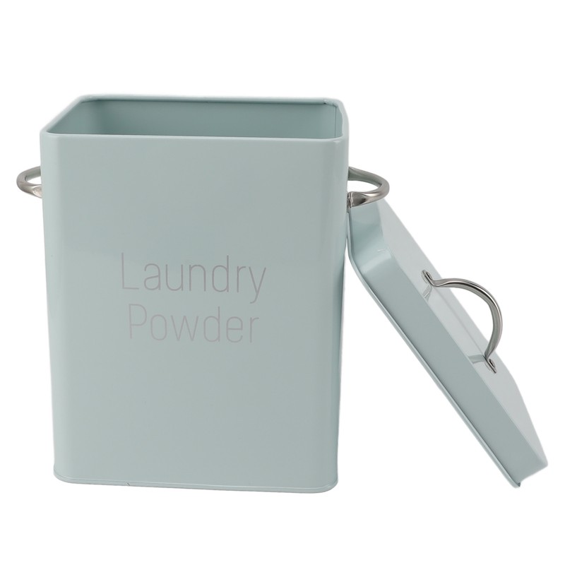 Metal Laundry Room Container with Dual Side Handles with Spoon