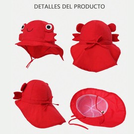 YASHUBAO Verano Gorro De Sol Protector Solar Playa Sombrero Animales De Sol para Niño Plegable Unisex (Cangrejo)
