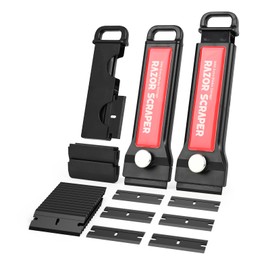 EHDIS Plastic Scraper Kit - 2 Scrapers with 20 Plastic Blades, Blades in Handle, Plastic Scraper for Sticker Remover, Sticker Remover, Label Remover, for Glass and Window