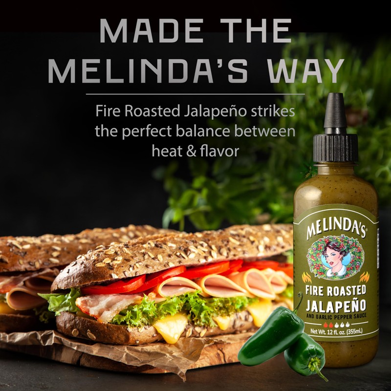 Melinda's Fire Roasted Jalapeño Hot Sauce with Aromatic Garlic -