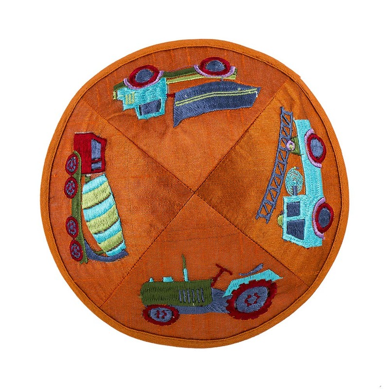 EMANUEL Yair Kippah para niños y niños, camiones bordados Yarmulke,