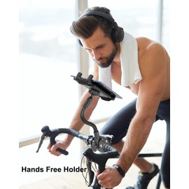 Dosvsi Z Fold Exercise Bike Holder, Metal Gooseneck - Spin Bike Folding Phone Holder, Peloton/Treadmill Phone Tablet Clamp Holder for Galaxy Z Fold 7 6 5 4 3 2, Pixel Fold, Galaxy Tab, 4-13" Device