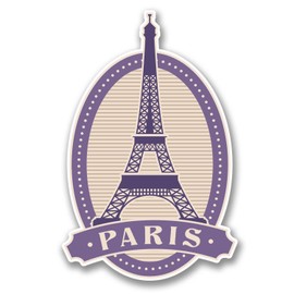 2 x 10cm Paris Eiffel Tower Vinyl Sticker Travel Luggage Tag Gift France #6396 (6.5cm Wide x 10cm Tall)