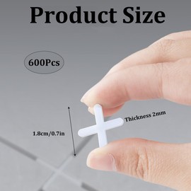 600PCS Tile Spacers Decorative Tile 2mm White Tile Spacers Plastic Cross Shaped Tile Spacers for Tile Fixing Mat Garden Slabs Wall Tiler