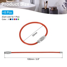 [PATIKIL] 12pcs 3.9" Length Wire Keychain Cable Stainless Steel Key Ring Loop, Multicolor