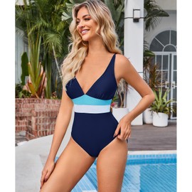 OUSIMEN Traje de Baño de Una Pieza para Mujer con Cuello en V Sexy Monokini con Espalda Cruzada Traje de Baño con Control de Abdomen