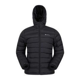 Mountain Warehouse Mountain Warehouse Season Mens Padded Jacket - Water Resistant Puffer Coat, Lightweight, Warm, Lab Tested to -30C, Microfibre Filler - For Travelling, Walking Black XL