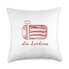Les sardines fisherman aesthetic coastal sardine fish Throw Pillow