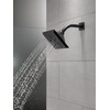 Delta Faucet 5-Spray H2Okinetic Raincan Shower Head, Black Showerhead, Square