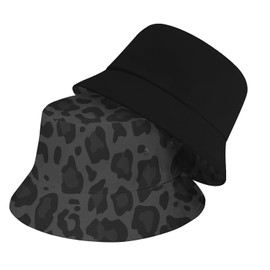 Black Leopard Bucket Hat Beach Sun Hat Beach Fishing Hat for Men Women Teens, Reversible Double-Side-Wear