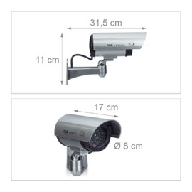 Relaxdays 2 x Dummy Camera Security Kit CCD Camera with LED Swivel Security Camera Outdoor Indoor Wireless