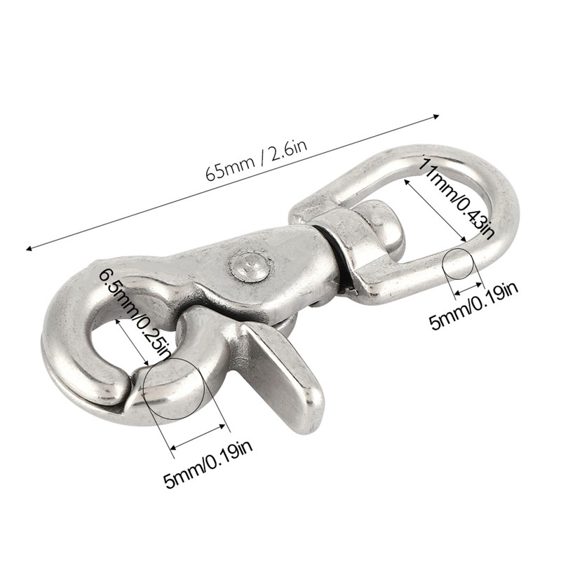 5Pcs Durable Stainless Steel Trigger Swivel Snap Hook Clasp Houseboat