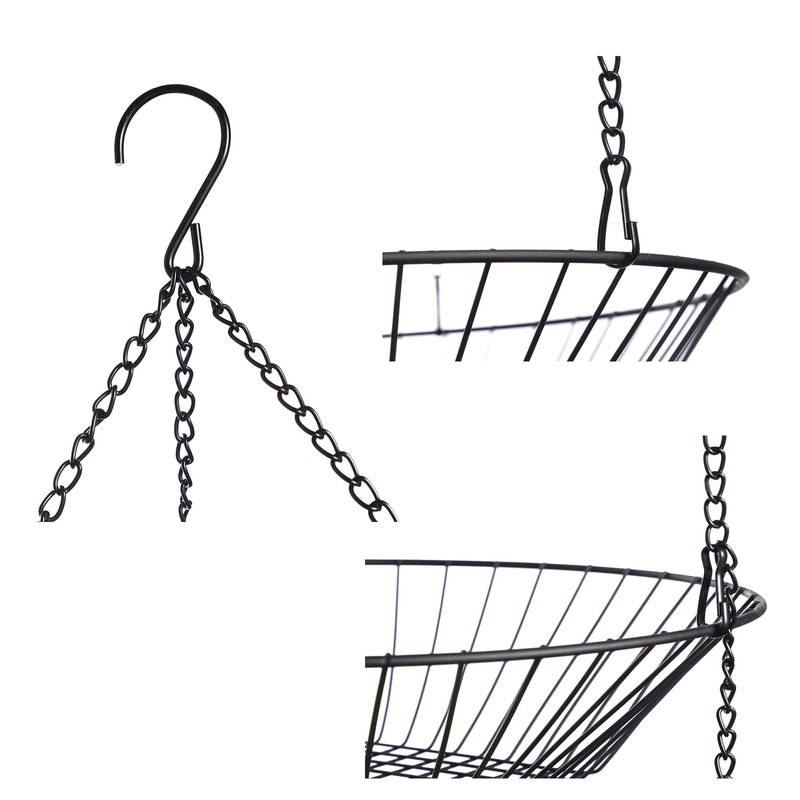 JUNCHU CHERRY 3-Tier Wire Fruit Hanging Basket, non-Punching Wall Hanging