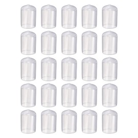 sourcing map 25pcs Round Rubber End Caps 21mm ID Bolt Covers Caps Vinyl Rubber Flexible Screw Thread Protectors for Metal Tube Rod Bolts, Translucent