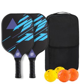 Sevko Pickleball Paddles Set of 2 - Fiberglass Surface Pickleball Paddles Set - 4 Pickleball Balls, & Carry Bag, Pickle Ball Paddle (Black)
