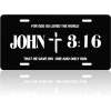 BLVD John 3:16 Religious Cross Metal License Plate Including Mounting