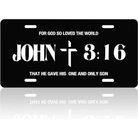 BLVD John 3:16 Religious Cross Metal License Plate Including Mounting Hardware