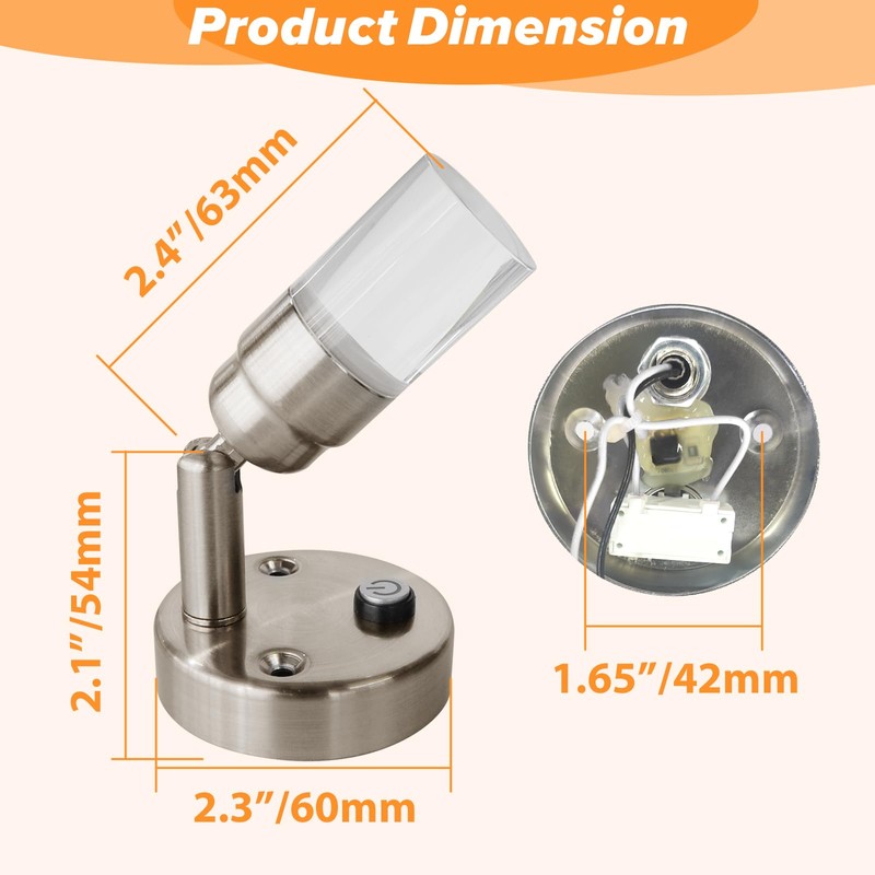 Dream lighting 12V LED Reading Lights with Switch Low Voltage