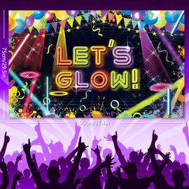 Let’s Glow Backdrop,Glow in The Dark Birthday Backdrop Colorful Photography Decorations Paint Splatter Graffiti Style Photo Booth Background for Neon Themed Party Birthday Party,3x2.5ft