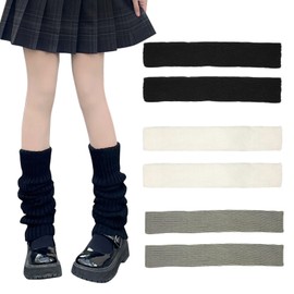 EUPSIIU 3 Pairs Knitted Leg Warmers for Women Girls, Winter Boot Cuffs, Warm Knee Warmers, Women's Fashion Long Boot Cuffs, Knee Socks, 90s Kawaii Crochet Cuffs for Ballet, Dance,, 3 colours