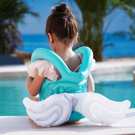 Kids' Inflatable Swim Tube with Angel Wings - Factory Direct Supply Part LF2466 Green Large 8-12 Years 5ea